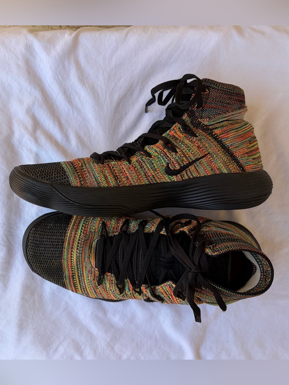 Nike Hyperdunk Multicolor Flyknit High-Top Sneakers Fun Comfy Sz 9 Mens